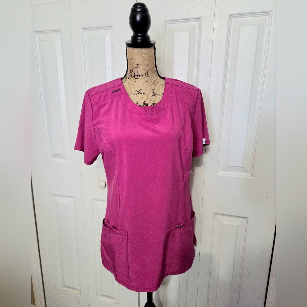 Cherokee Infinity Women's Medical Scrub Top in Bright Pink/Magenta